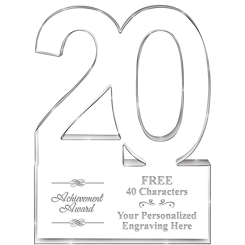 6" 20 YEARS OF SERVICE ACRYLIC