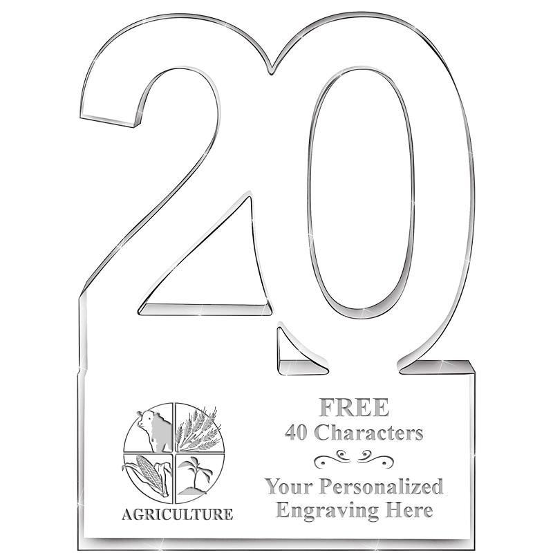 6" 20 YEARS OF SERVICE ACRYLIC