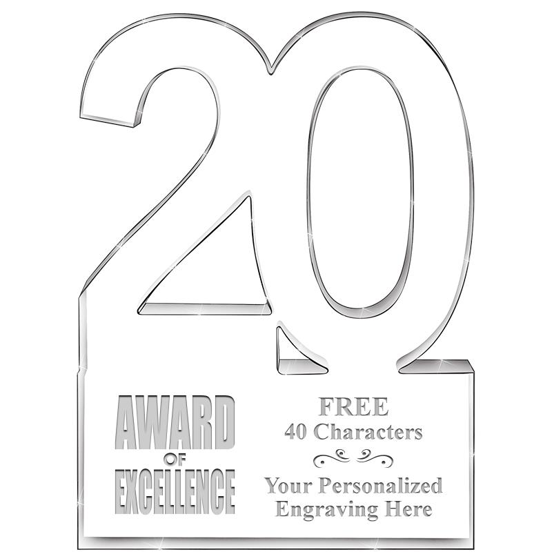 6" 20 YEARS OF SERVICE ACRYLIC