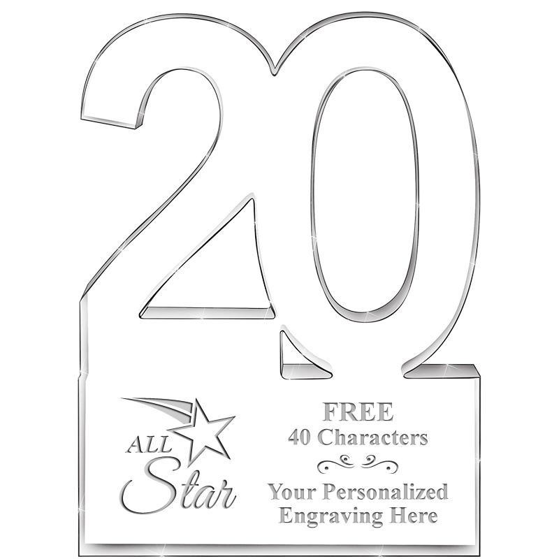 6" 20 YEARS OF SERVICE ACRYLIC