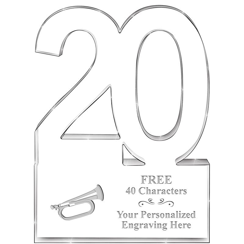 6" 20 YEARS OF SERVICE ACRYLIC