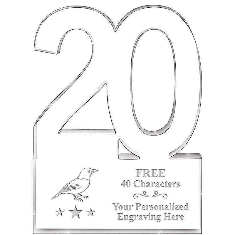 6" 20 YEARS OF SERVICE ACRYLIC