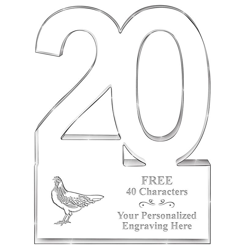 6" 20 YEARS OF SERVICE ACRYLIC