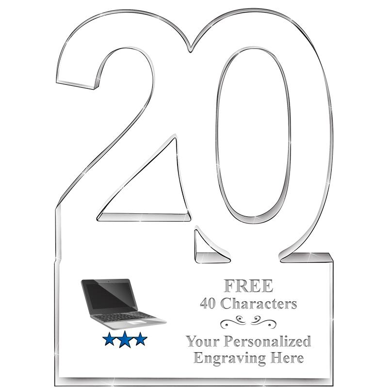 6" 20 YEARS OF SERVICE ACRYLIC