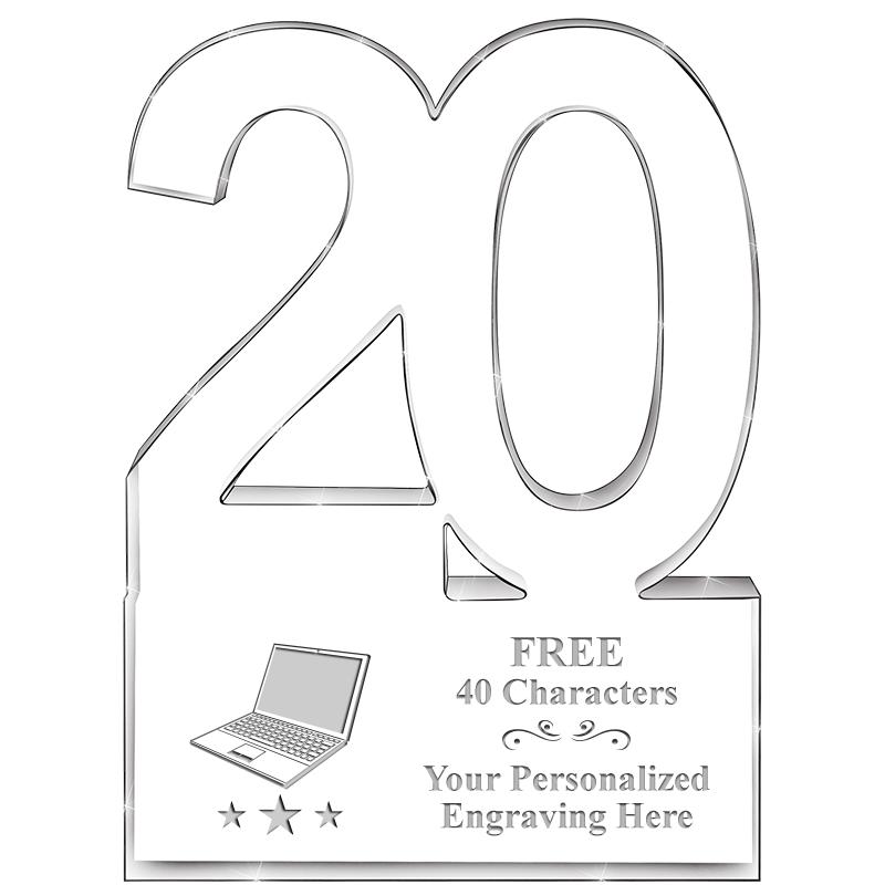 6" 20 YEARS OF SERVICE ACRYLIC