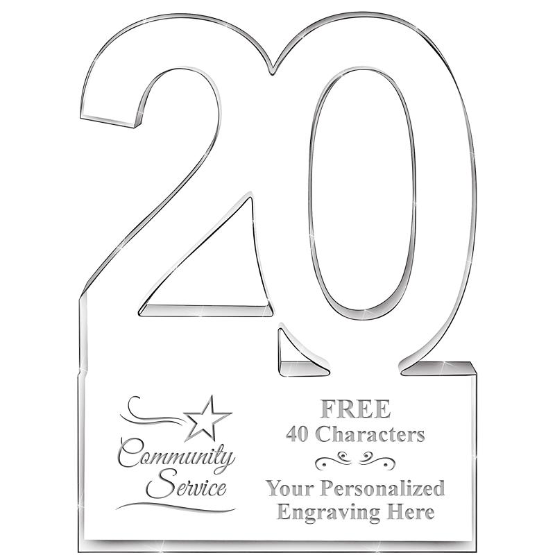 6" 20 YEARS OF SERVICE ACRYLIC