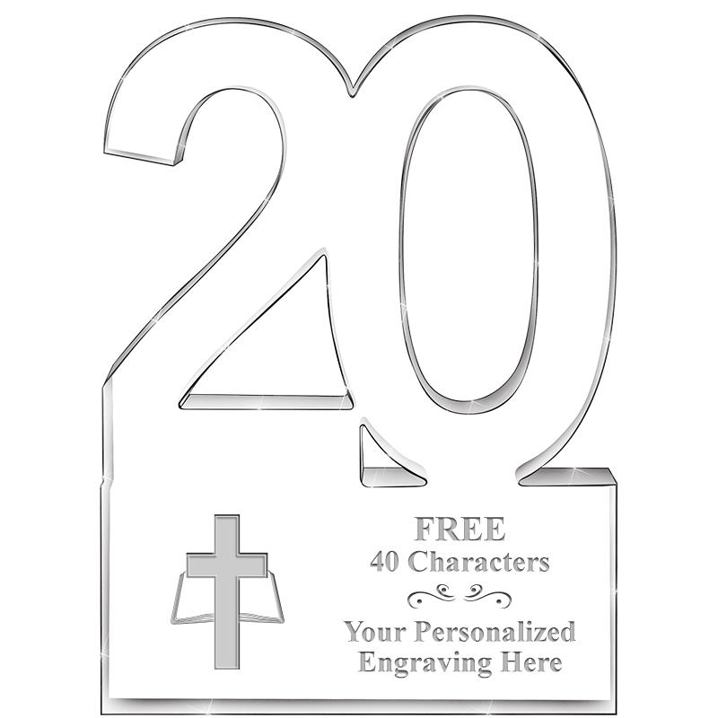 6" 20 YEARS OF SERVICE ACRYLIC