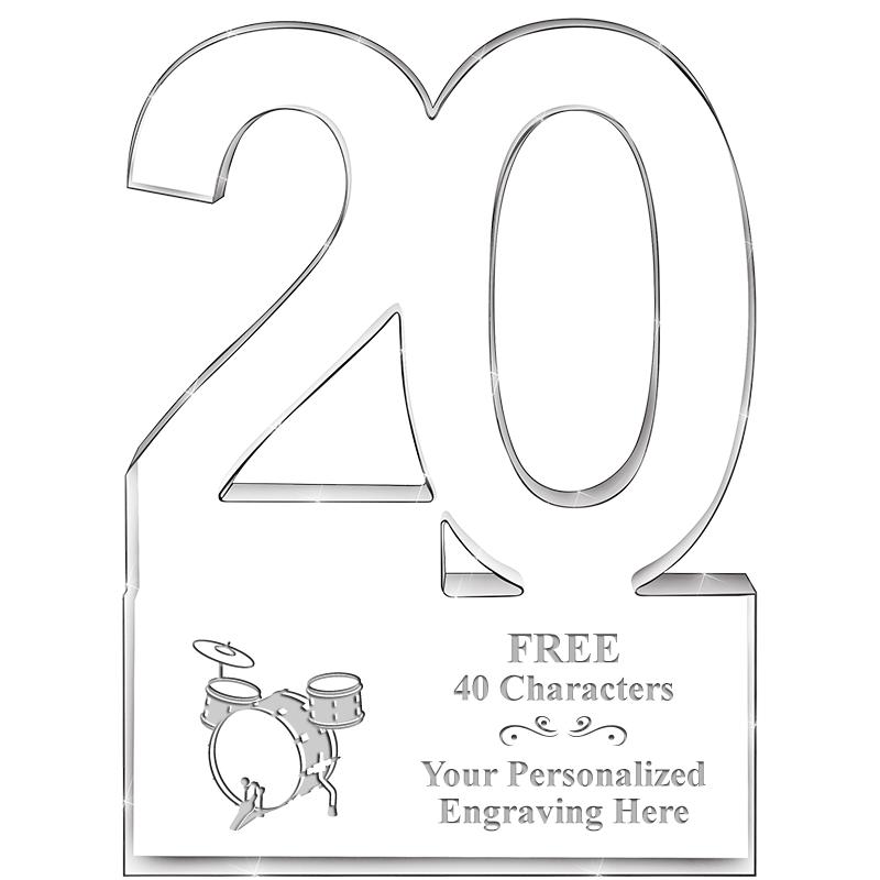 6" 20 YEARS OF SERVICE ACRYLIC