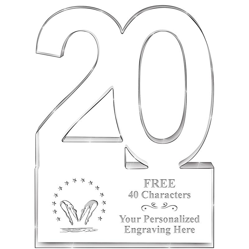 6" 20 YEARS OF SERVICE ACRYLIC