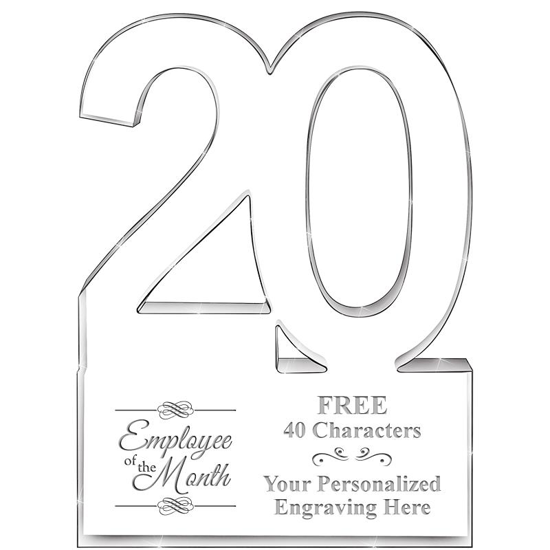 6" 20 YEARS OF SERVICE ACRYLIC