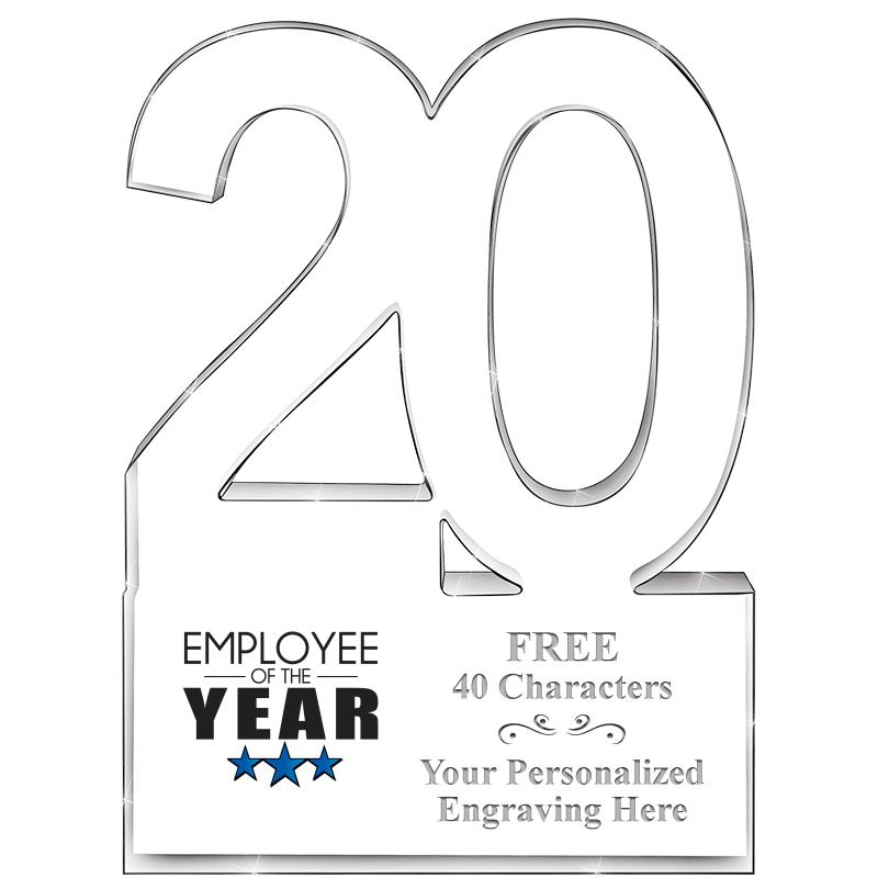 6" 20 YEARS OF SERVICE ACRYLIC