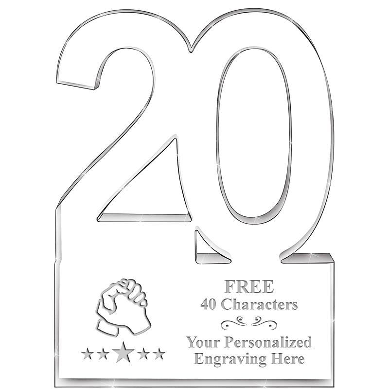 6" 20 YEARS OF SERVICE ACRYLIC