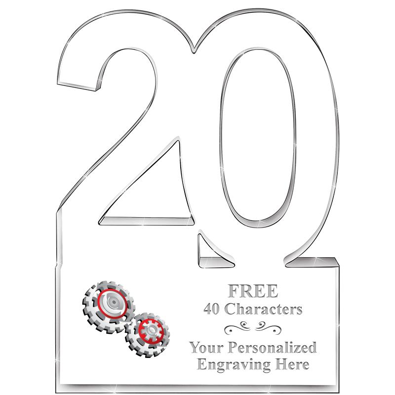 6" 20 YEARS OF SERVICE ACRYLIC