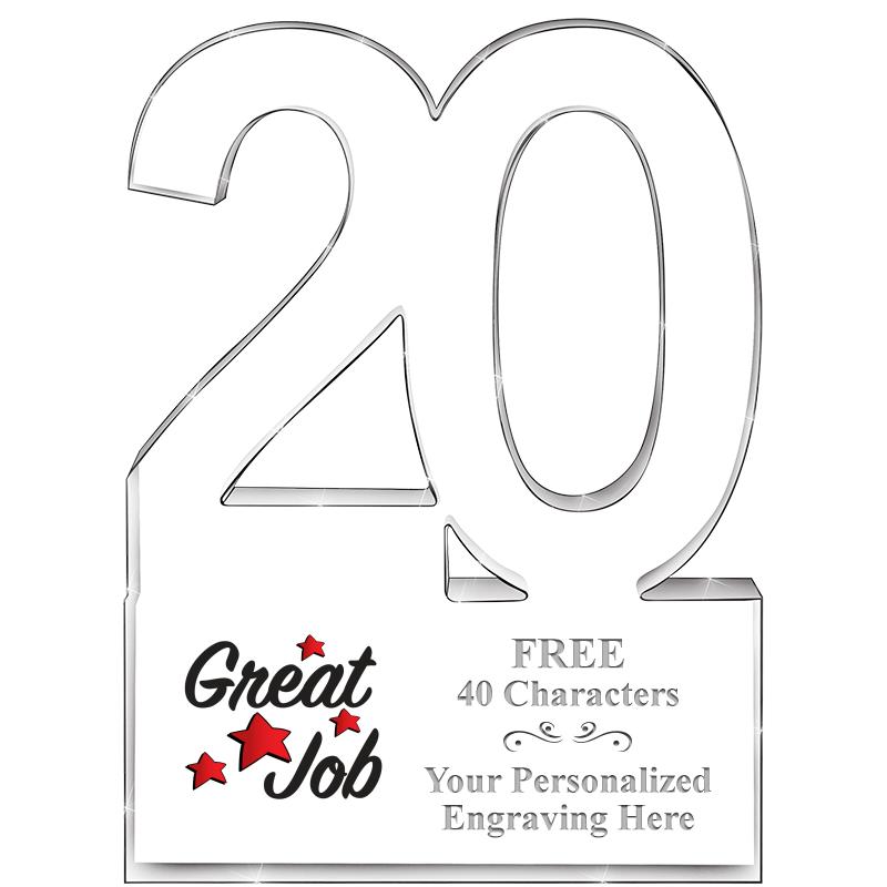 6" 20 YEARS OF SERVICE ACRYLIC