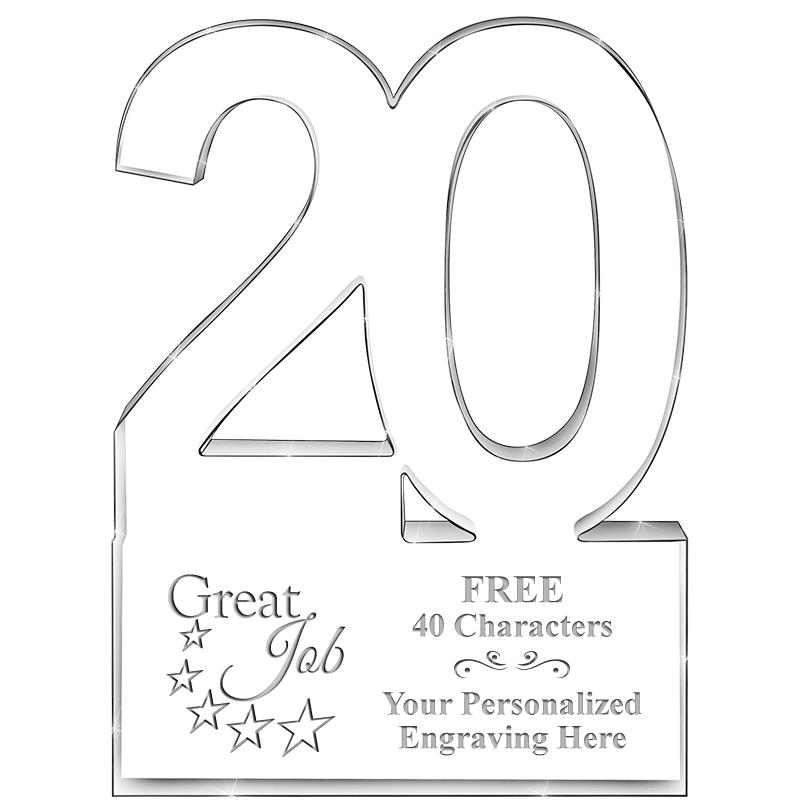 6" 20 YEARS OF SERVICE ACRYLIC