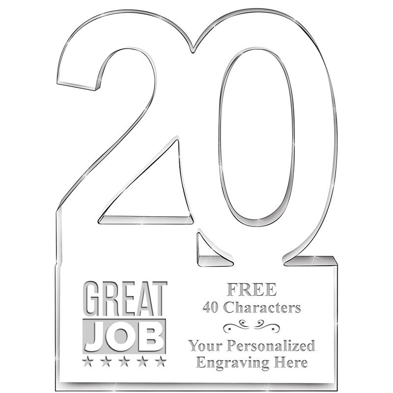 6" 20 YEARS OF SERVICE ACRYLIC