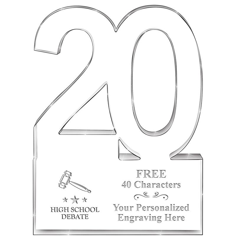 6" 20 YEARS OF SERVICE ACRYLIC