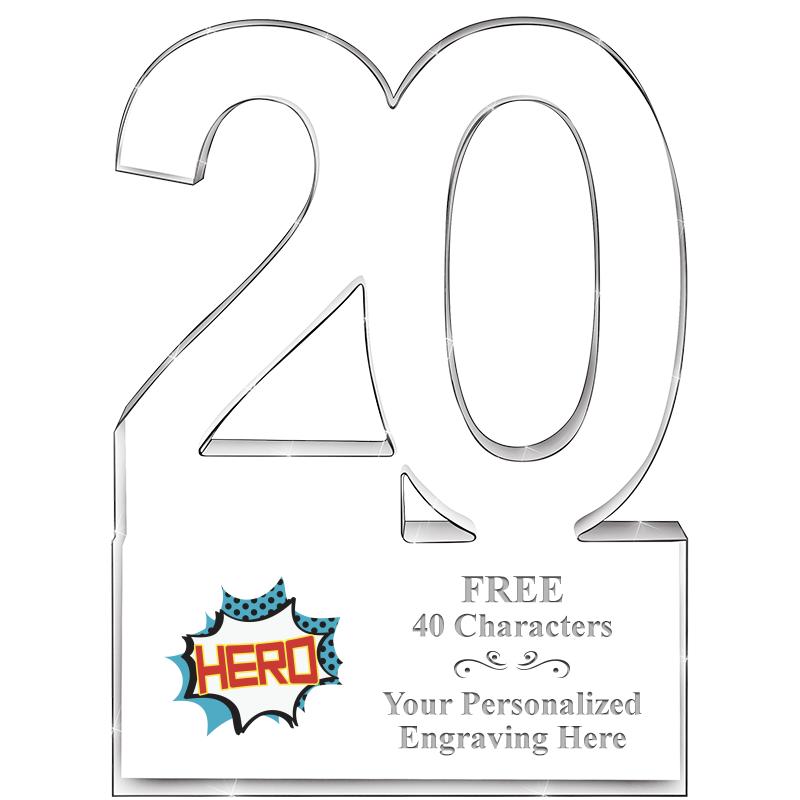 6" 20 YEARS OF SERVICE ACRYLIC