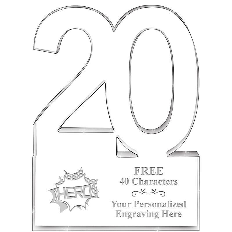 6" 20 YEARS OF SERVICE ACRYLIC