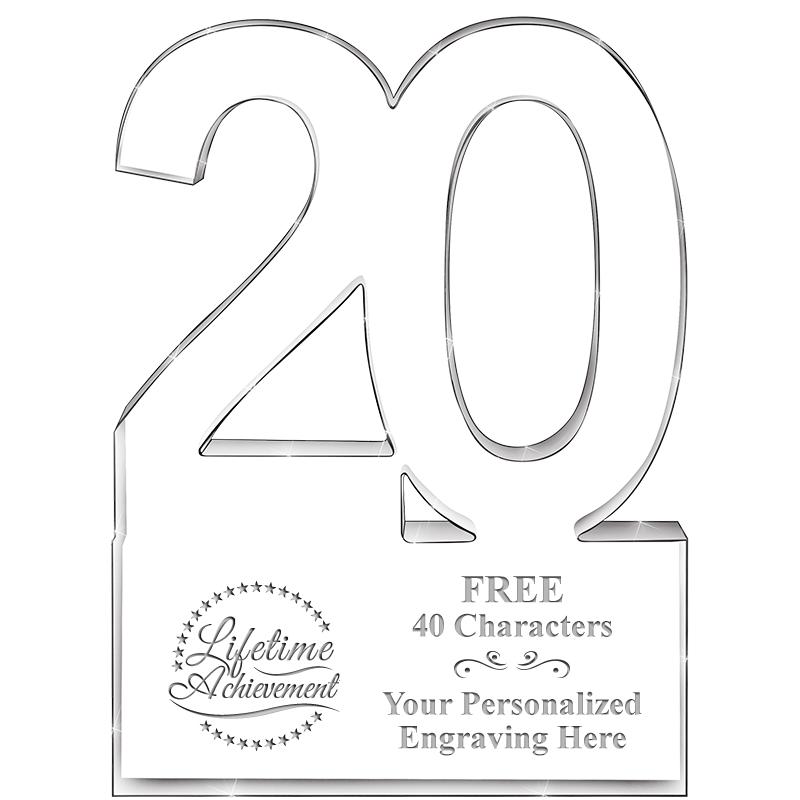 6" 20 YEARS OF SERVICE ACRYLIC