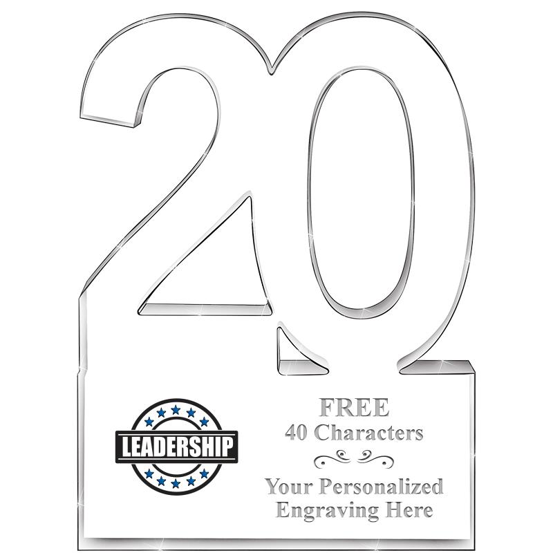 6" 20 YEARS OF SERVICE ACRYLIC