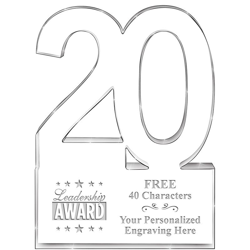 6" 20 YEARS OF SERVICE ACRYLIC