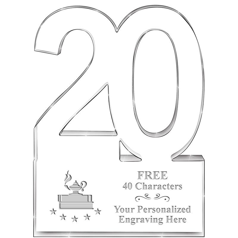 6" 20 YEARS OF SERVICE ACRYLIC