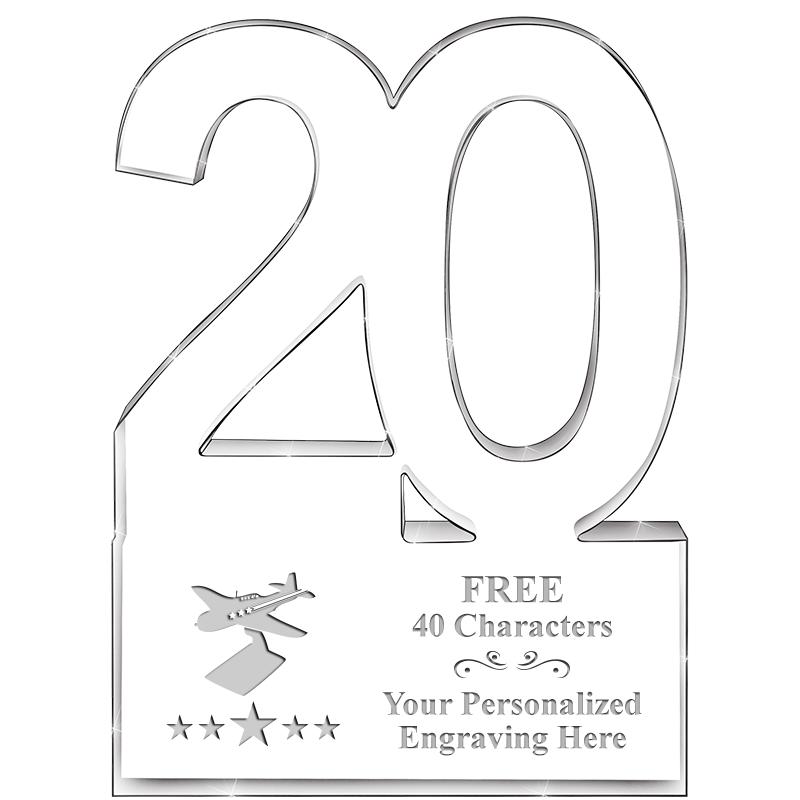 6" 20 YEARS OF SERVICE ACRYLIC