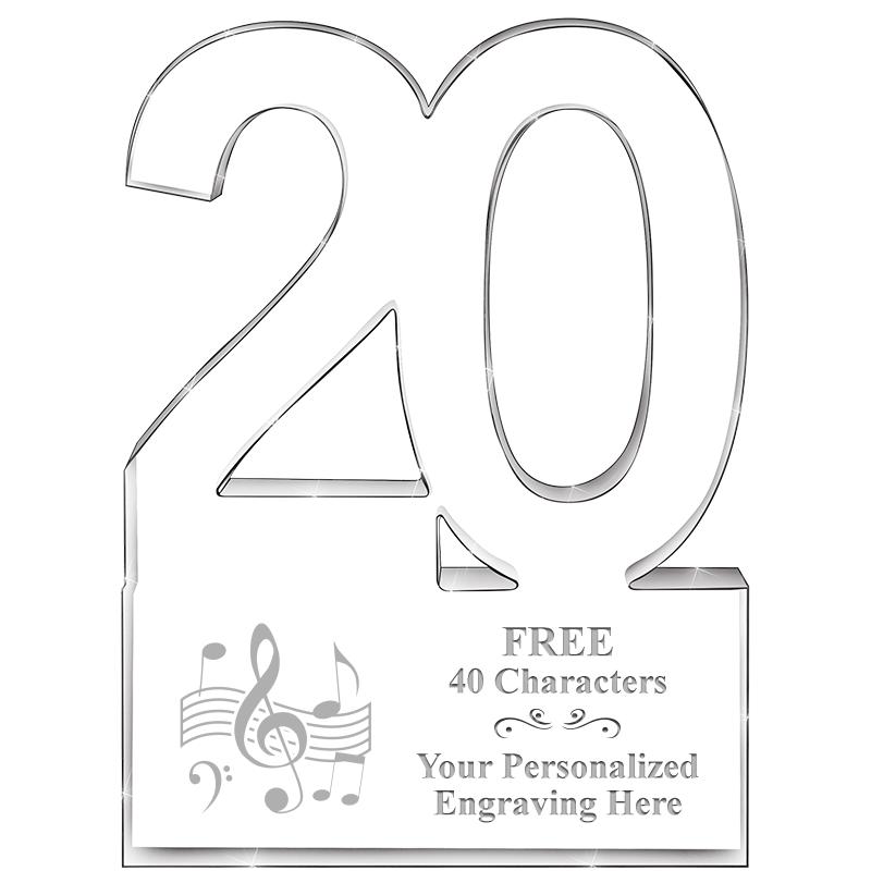 6" 20 YEARS OF SERVICE ACRYLIC