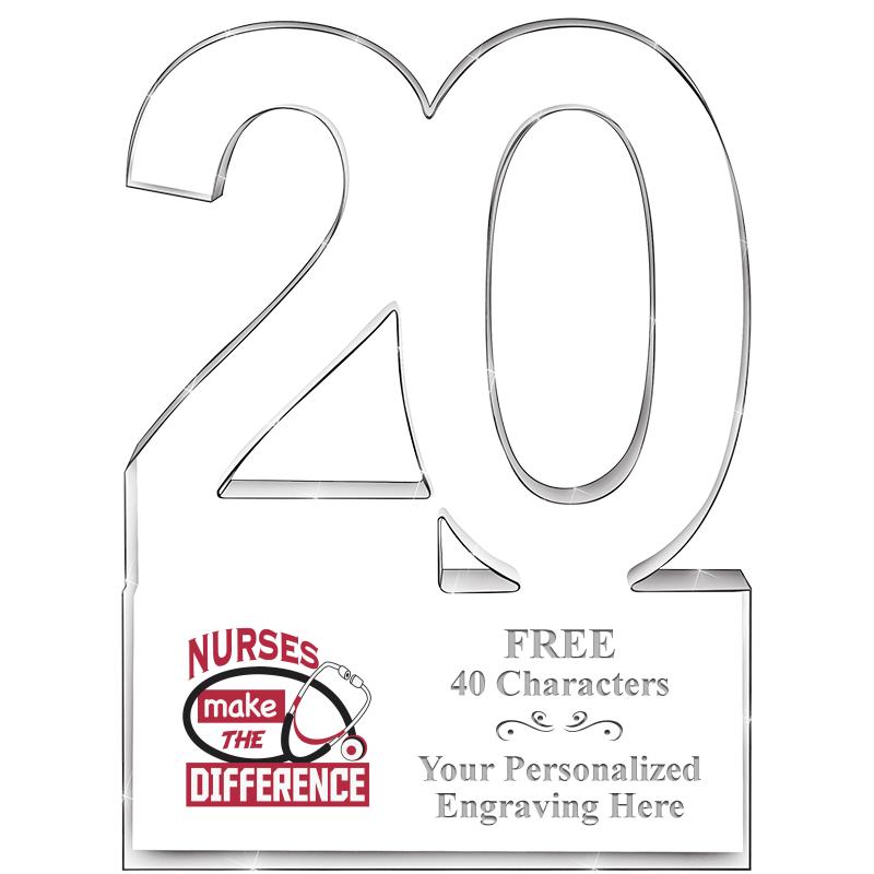 6" 20 YEARS OF SERVICE ACRYLIC