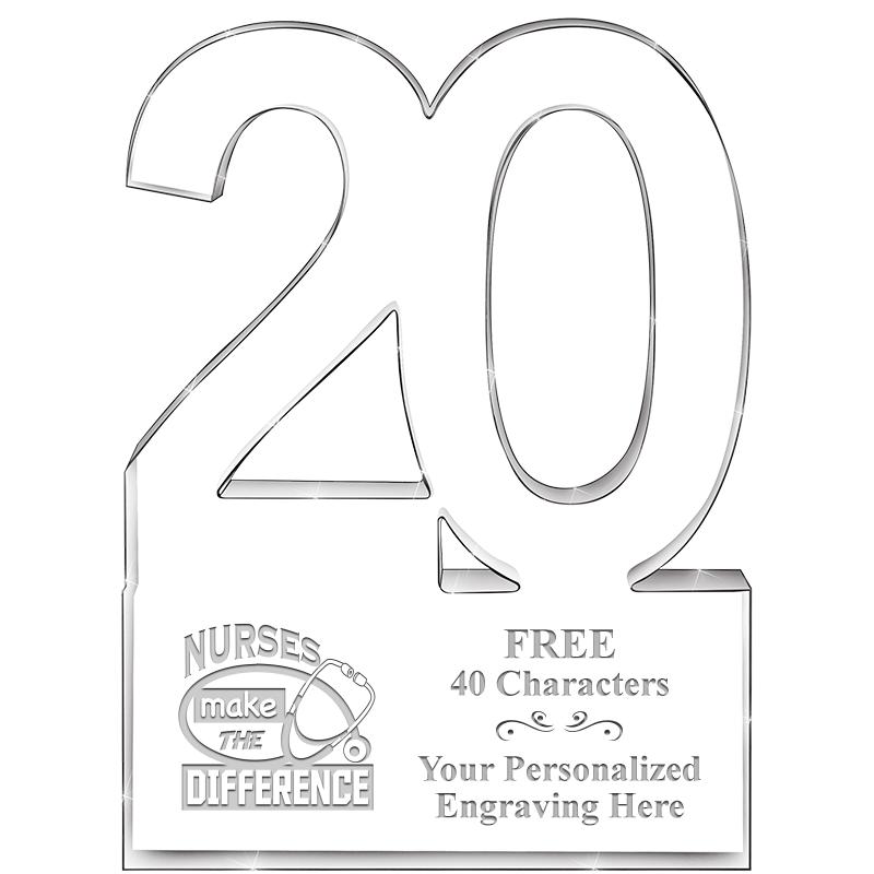 6" 20 YEARS OF SERVICE ACRYLIC