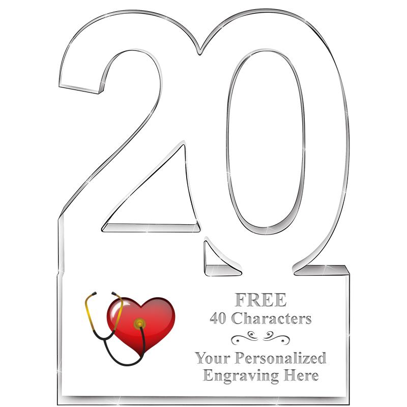 6" 20 YEARS OF SERVICE ACRYLIC