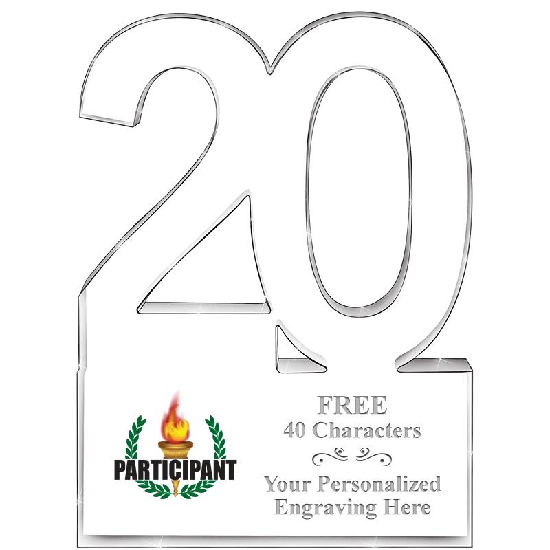 6" 20 YEARS OF SERVICE ACRYLIC