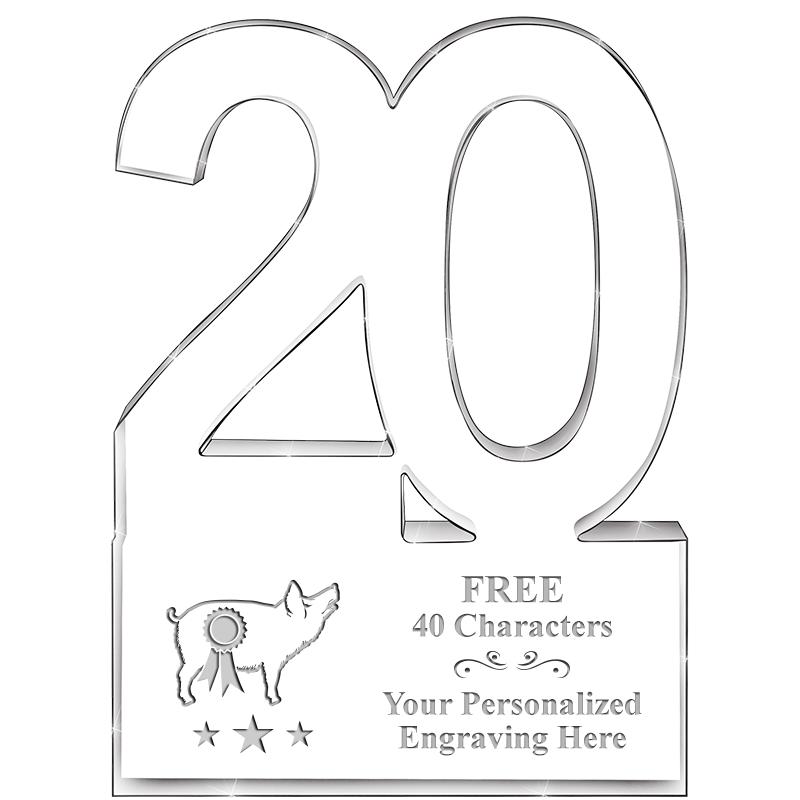 6" 20 YEARS OF SERVICE ACRYLIC