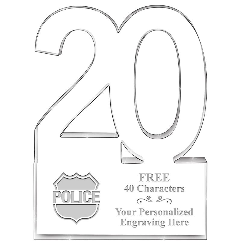 6" 20 YEARS OF SERVICE ACRYLIC