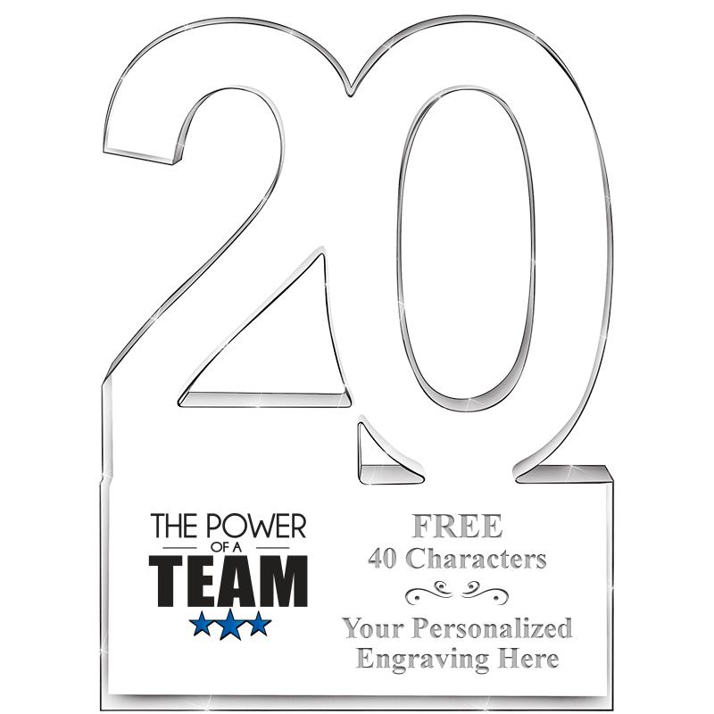 6" 20 YEARS OF SERVICE ACRYLIC