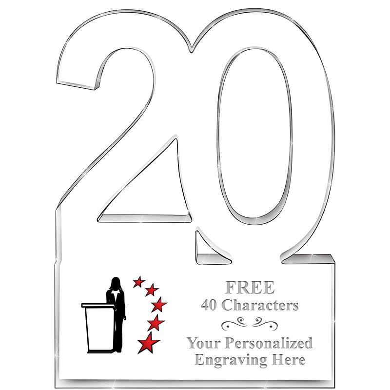 6" 20 YEARS OF SERVICE ACRYLIC