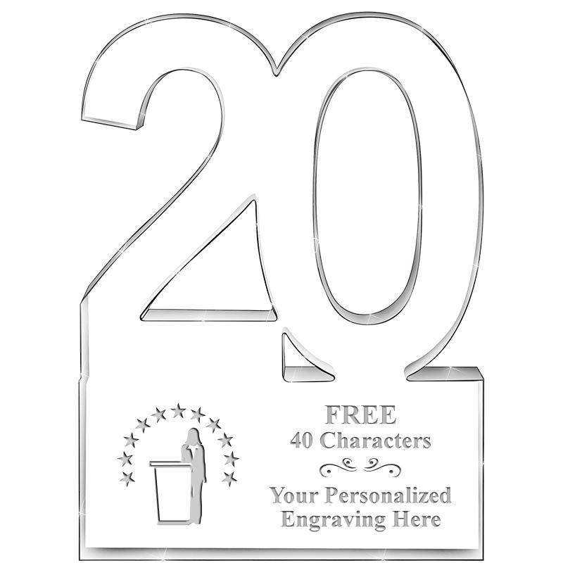 6" 20 YEARS OF SERVICE ACRYLIC