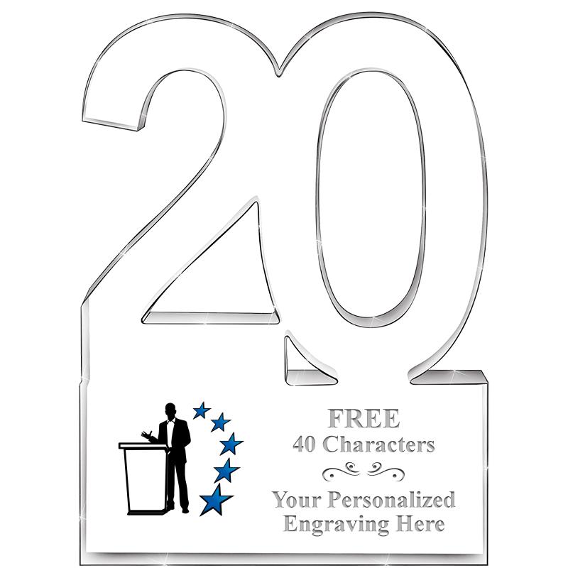 6" 20 YEARS OF SERVICE ACRYLIC