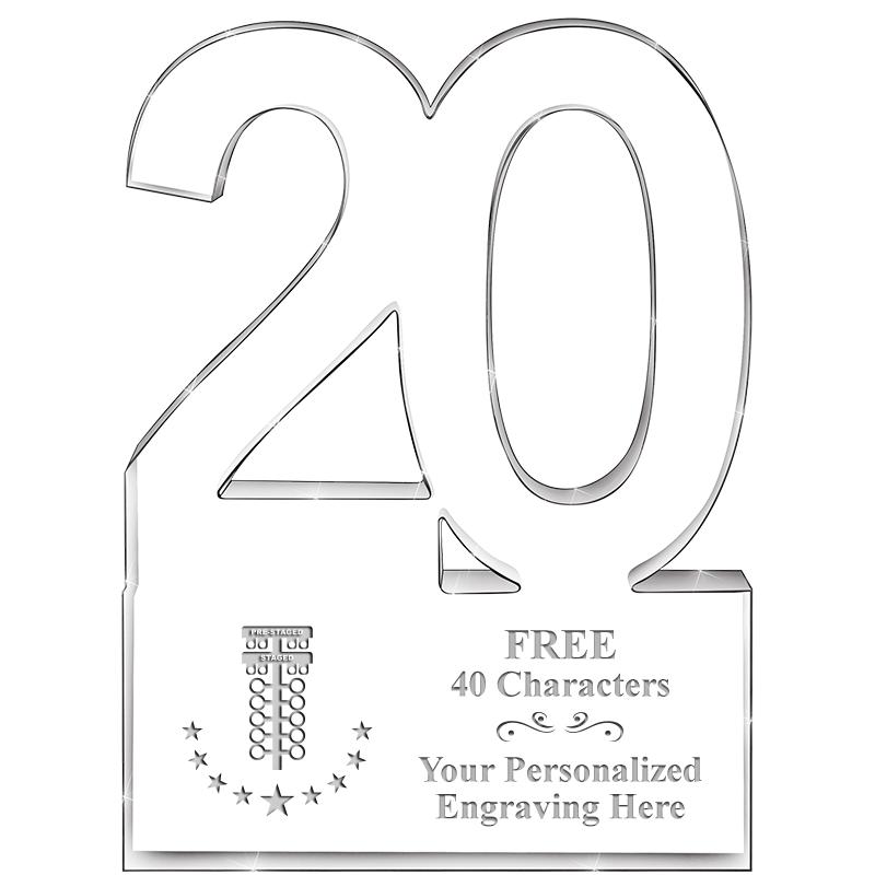 6" 20 YEARS OF SERVICE ACRYLIC