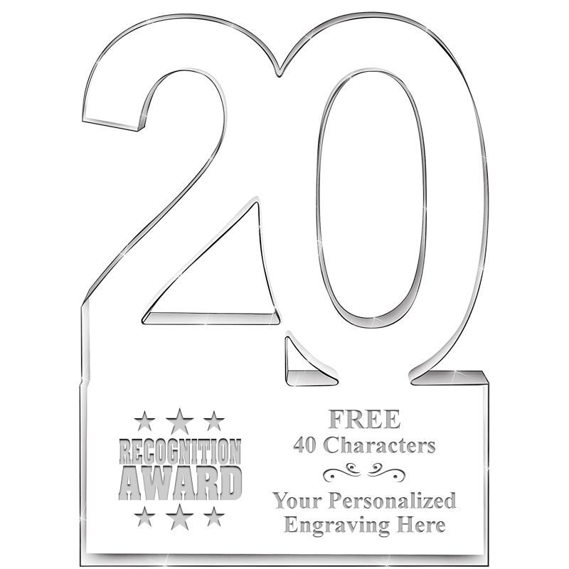 6" 20 YEARS OF SERVICE ACRYLIC