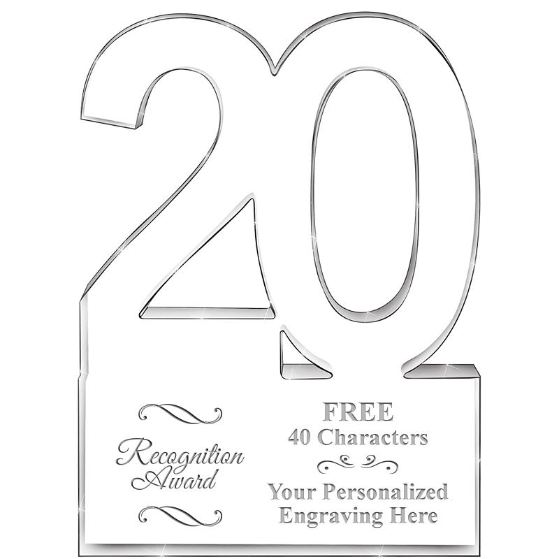 6" 20 YEARS OF SERVICE ACRYLIC