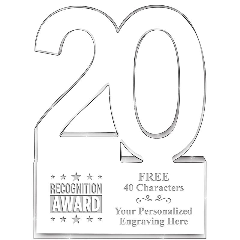 6" 20 YEARS OF SERVICE ACRYLIC