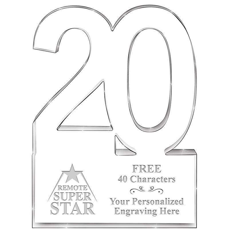 6" 20 YEARS OF SERVICE ACRYLIC