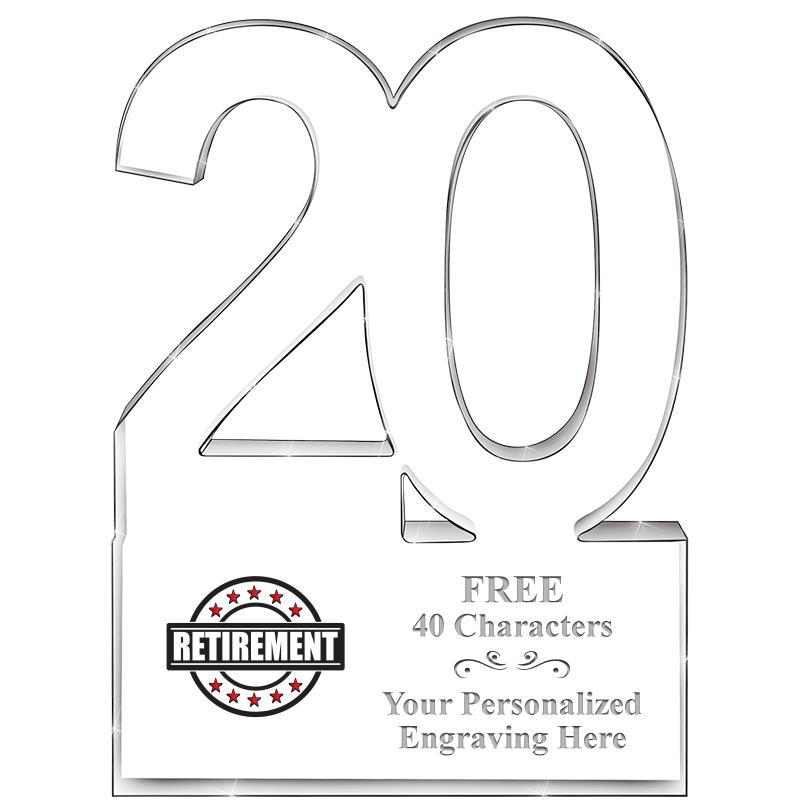 6" 20 YEARS OF SERVICE ACRYLIC