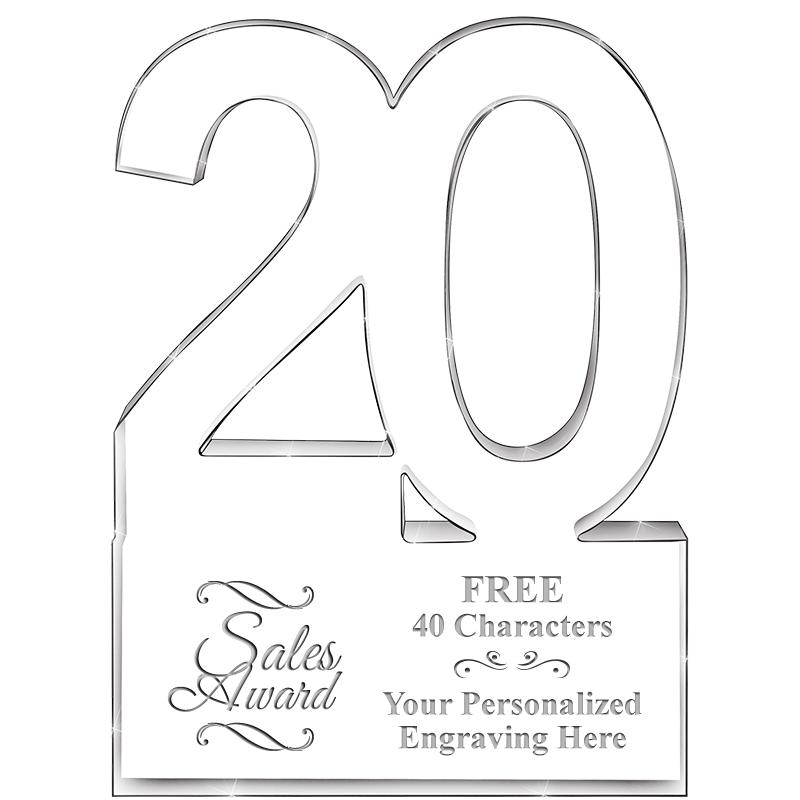 6" 20 YEARS OF SERVICE ACRYLIC