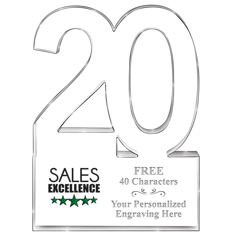 6" 20 YEARS OF SERVICE ACRYLIC