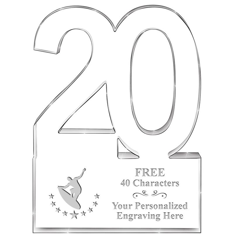 6" 20 YEARS OF SERVICE ACRYLIC