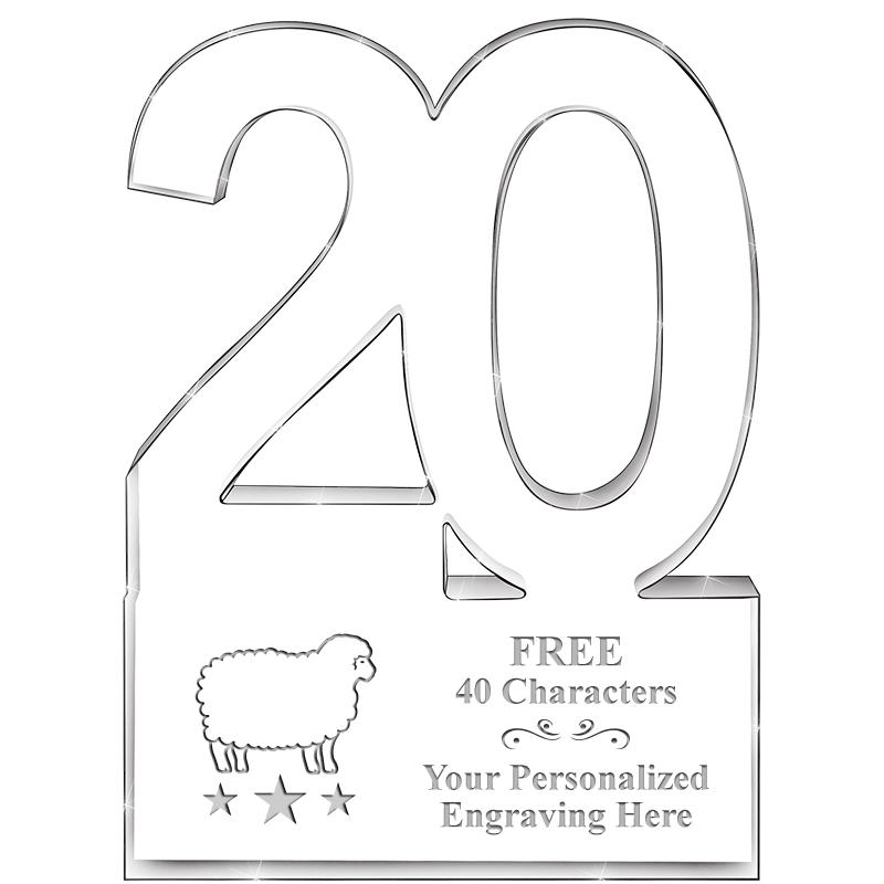 6" 20 YEARS OF SERVICE ACRYLIC