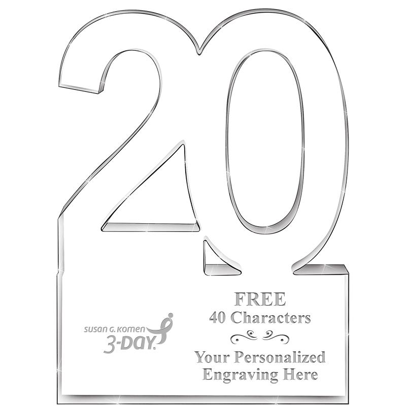 6" 20 YEARS OF SERVICE ACRYLIC